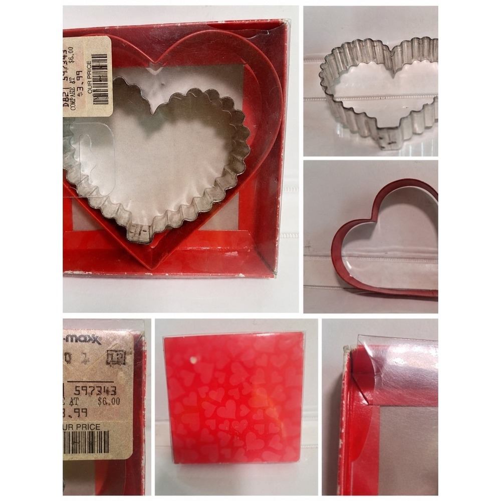 T.J.Maxx Red Heart Cookie Cutter Set with Scalloped Metal Insert
